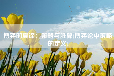 博弈的真谛：策略与胜算(博弈论中策略的定义)