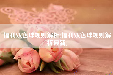 福利双色球规则解析(福利双色球规则解析最新)