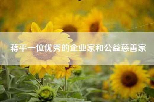蒋平一位优秀的企业家和公益慈善家