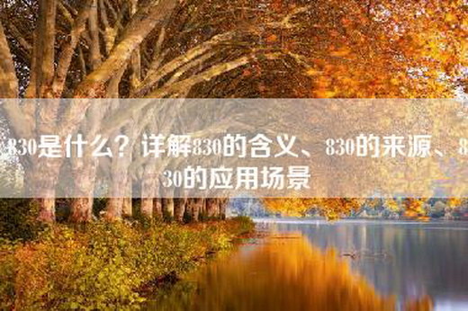 830是什么？详解830的含义、830的来源、830的应用场景