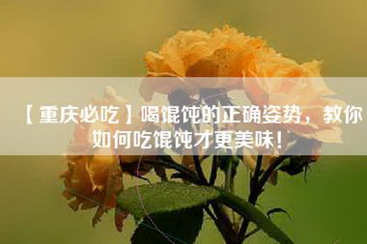 【重庆必吃】喝馄饨的正确姿势，教你如何吃馄饨才更美味！