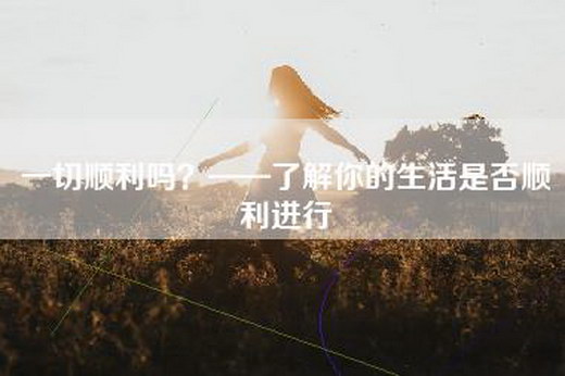 一切顺利吗？——了解你的生活是否顺利进行
