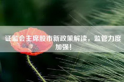 证监会主席股市新政策解读，监管力度加强！